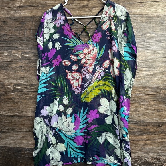 Kona Sol Floral Tropical 🌴 Swim Coverup - Picture 1 of 6
